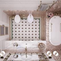 Ванная комната с мозаичной отделкой. 